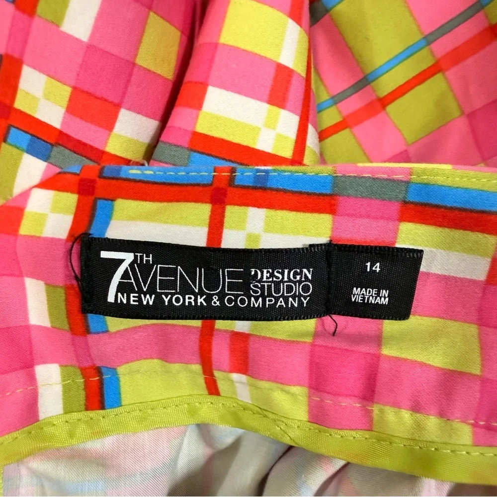 New York & Company 7th Avenue Design Studio Retro Cotton Plaid Skirt Size 14